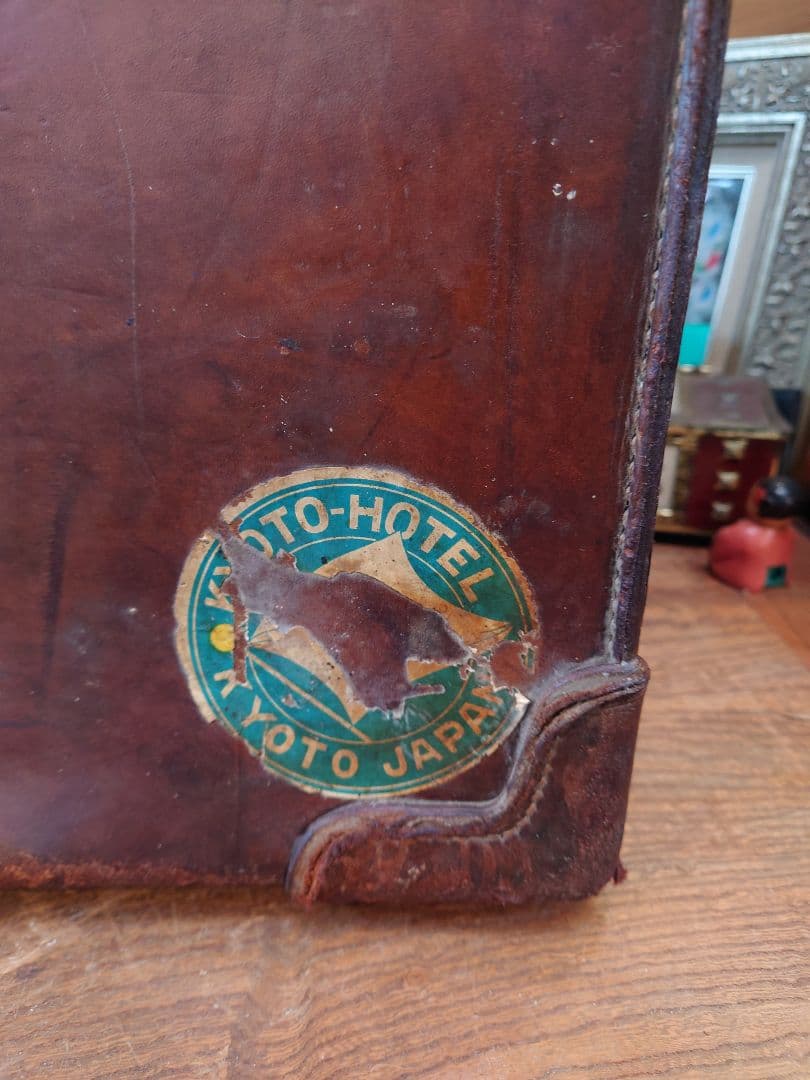 【ジャンク】戦前 革トランク　レトロインテリア　満州国時代　アンティーク　当時物
