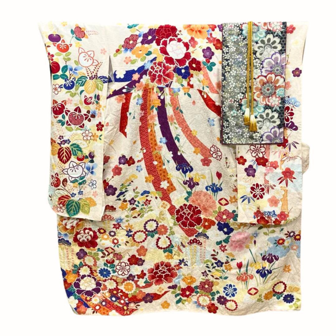 【美品】振袖セット 成人式 正絹 古典柄 振袖 ベージュ 172 ●