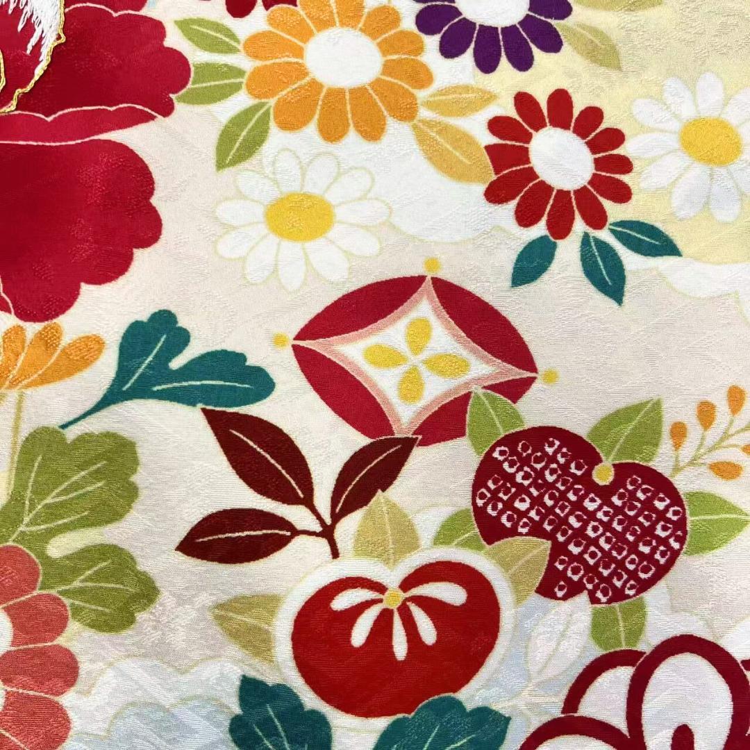 【美品】振袖セット 成人式 正絹 古典柄 振袖 ベージュ 172 ●