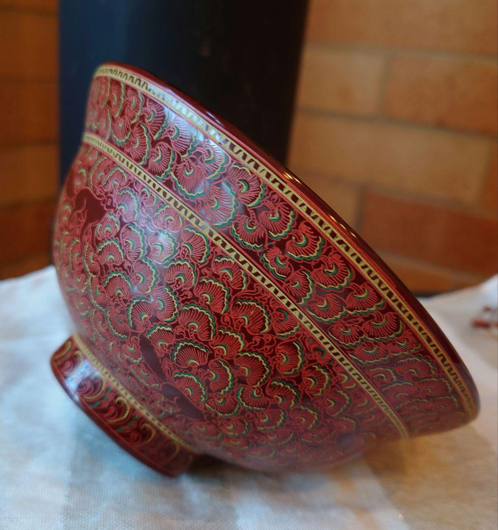 美術漆器　鳥獣蒟醤　きんま　アンティーク　細密　漆塗り　タイ・ミャンマー