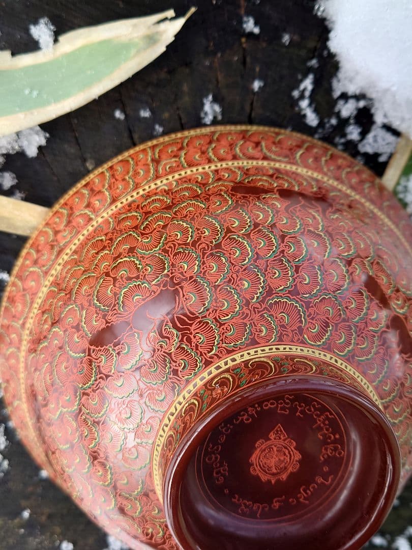 美術漆器　鳥獣蒟醤　きんま　アンティーク　細密　漆塗り　タイ・ミャンマー