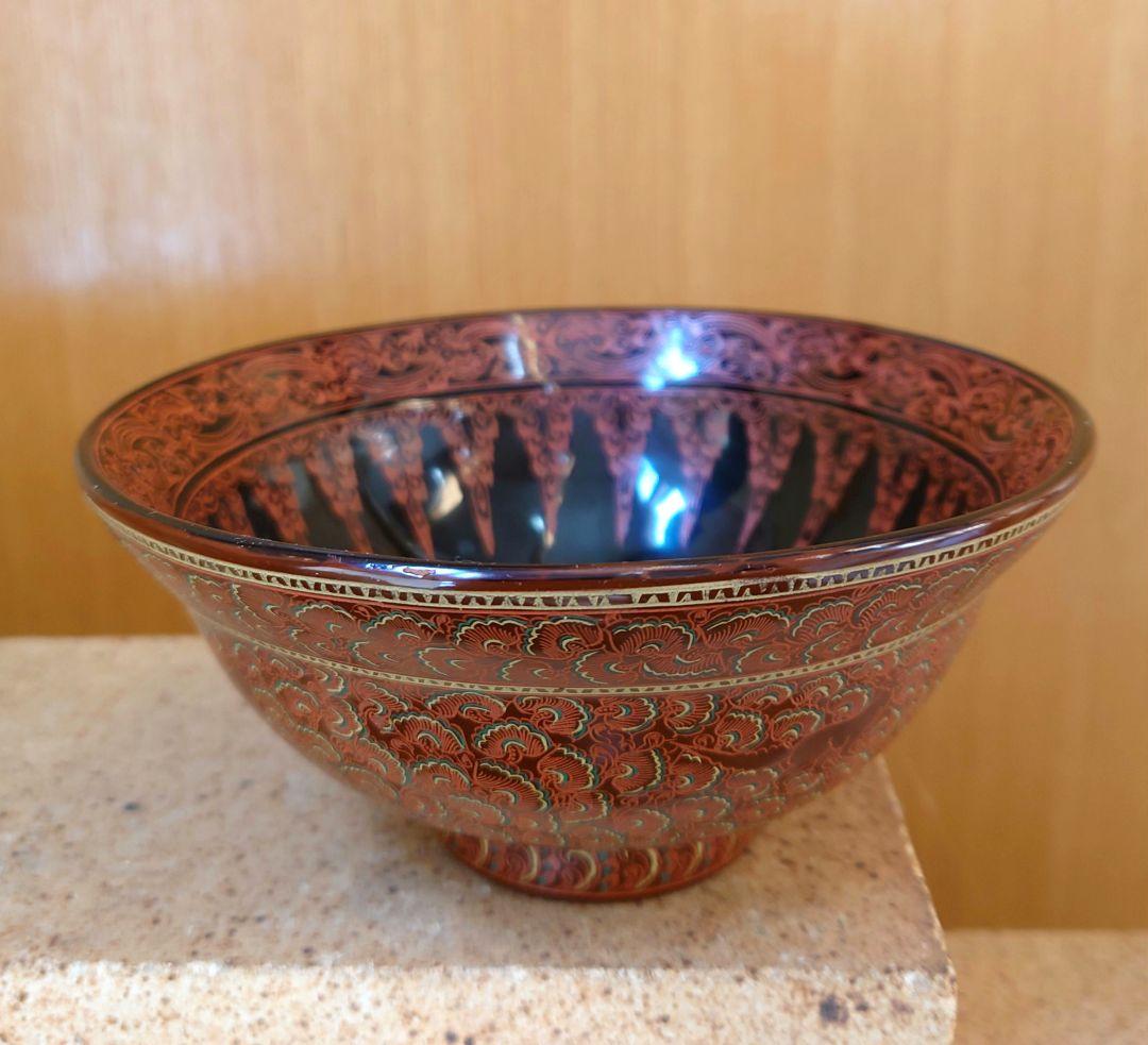 美術漆器　鳥獣蒟醤　きんま　アンティーク　細密　漆塗り　タイ・ミャンマー