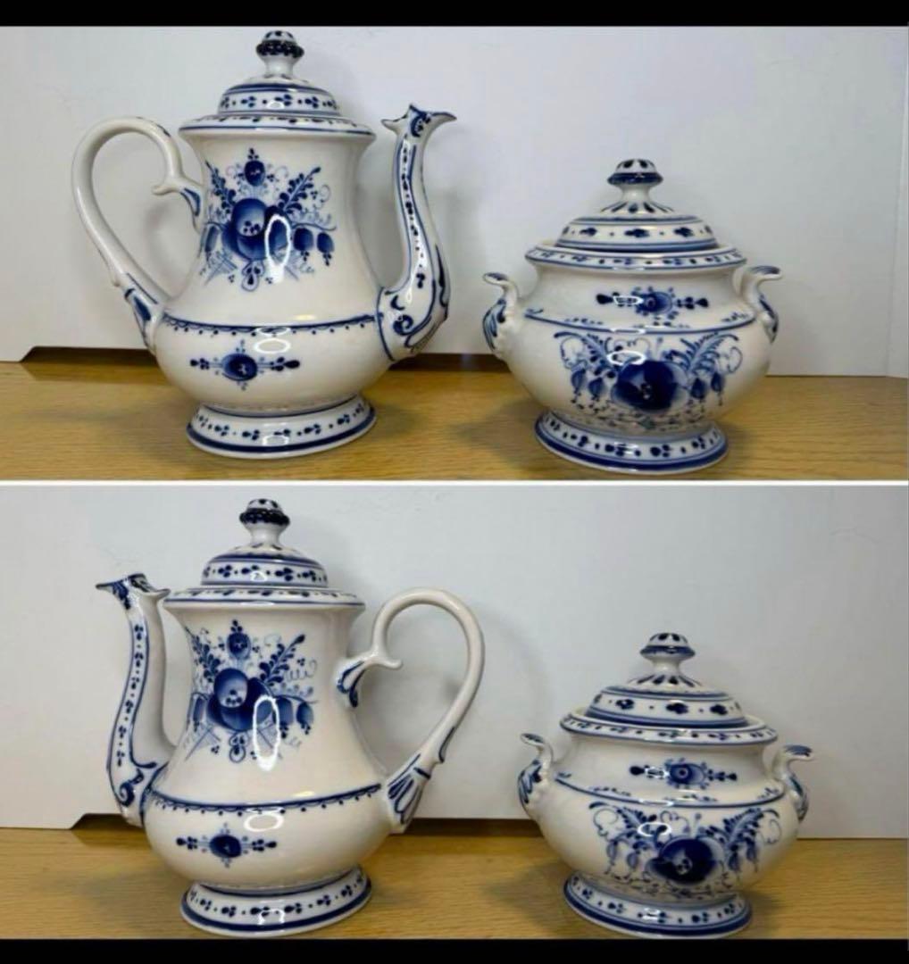 セール❗️ロシア　ヴィンテージ グジェリ焼き　ポットとシュガーポット２個セット