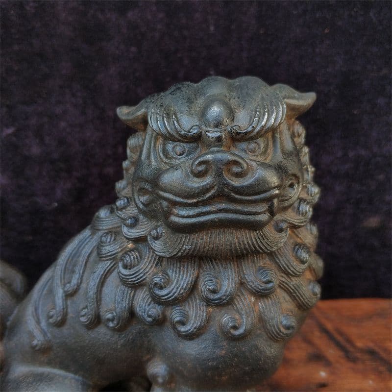 鉄器 獅子 一対瑞獣 応接間 書斎茶舎 鎮宅 辟邪 開運風水 招財 置物 工芸品