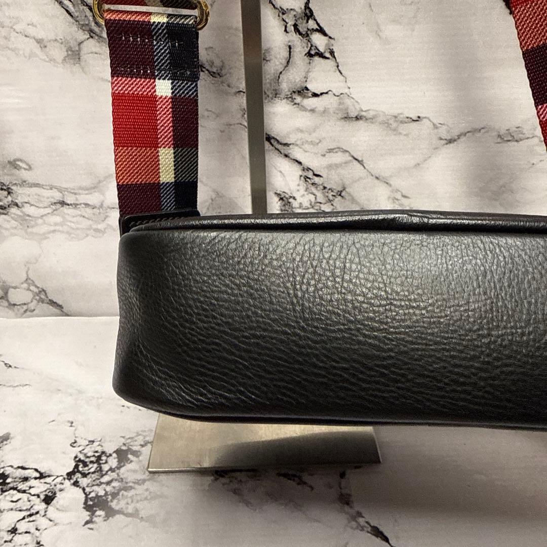 (美品)大人気、ブルーレーベル、カメラバッグ、オールレザー、シボ革、人気色、金