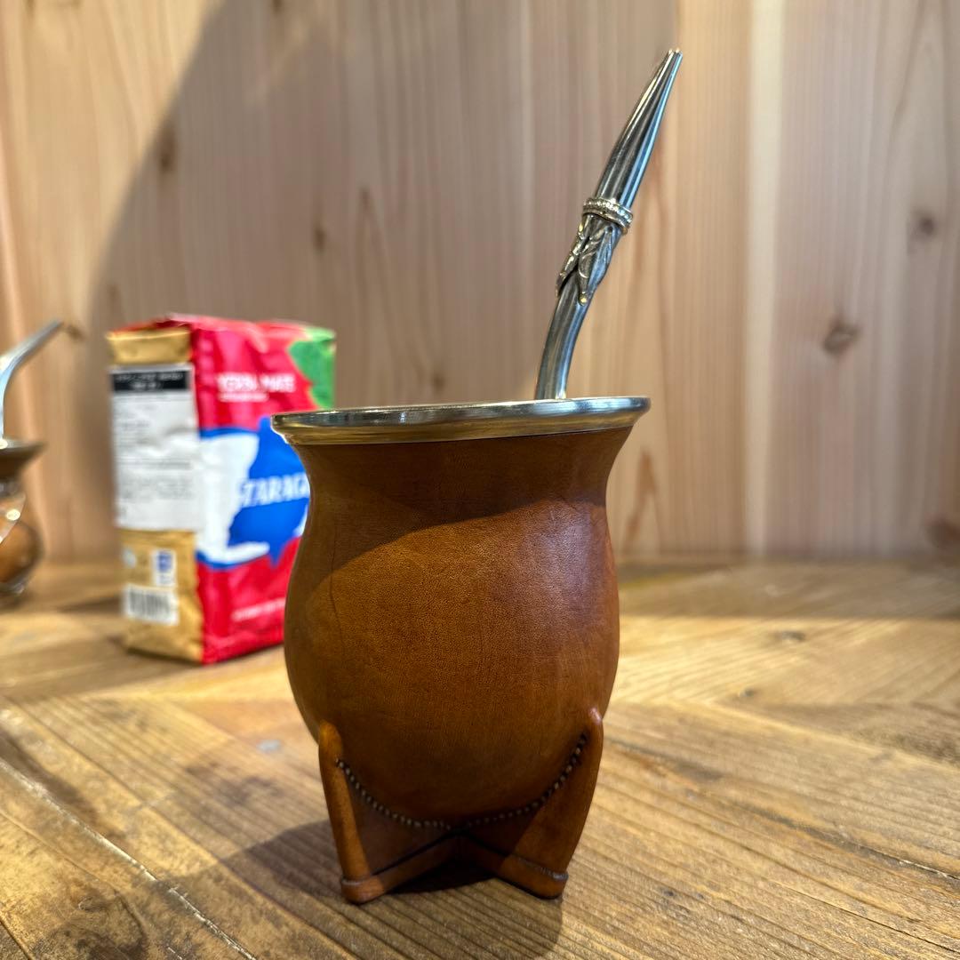 マテ壺、マテ茶、ストロー　3点セット