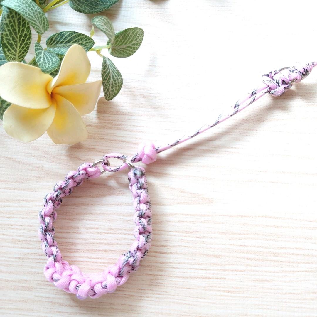 パラコードリード＆首輪　ハーフチョークタイプ　さくら　№084