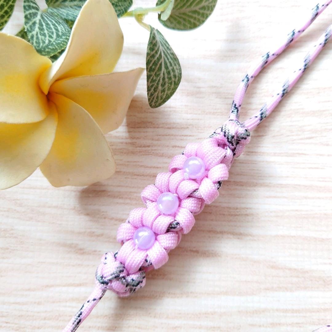 パラコードリード＆首輪　ハーフチョークタイプ　さくら　№084