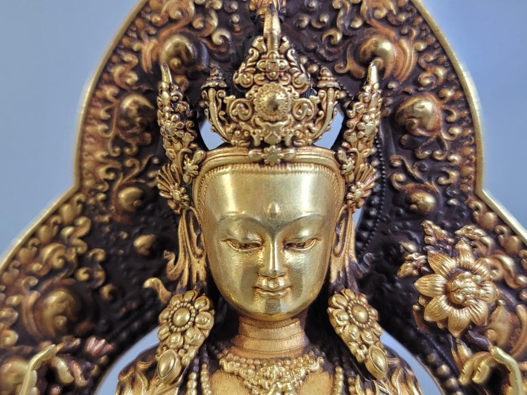 仏教古美術 古銅塗金彫刻 四臂観音仏像 明永楽年施款 古寺買取 唐物 中国美術