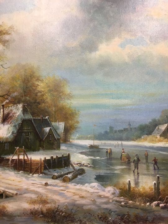 絵画 油絵肉筆画  直筆ヨーロツバ絵画パノラマ冬景画手描き