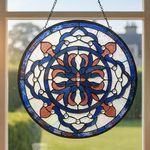 【大型45cm】ヴィンテージ ステンドグラス サンキャッチャー 壁掛け