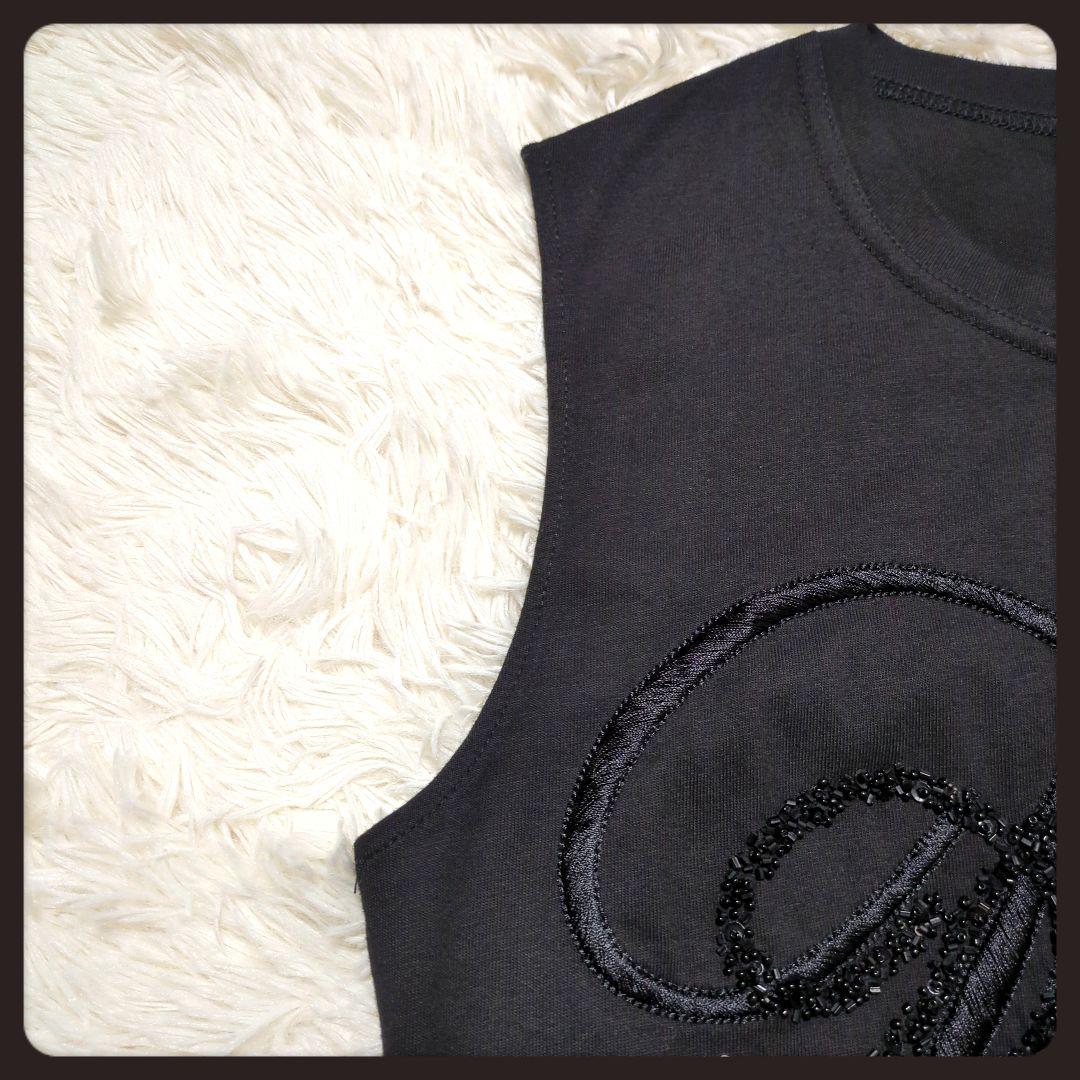 【入手困難・美品】ディオール☆タンクトップ ロゴ刺繍 ビジュー 黒 ガリアーノ期