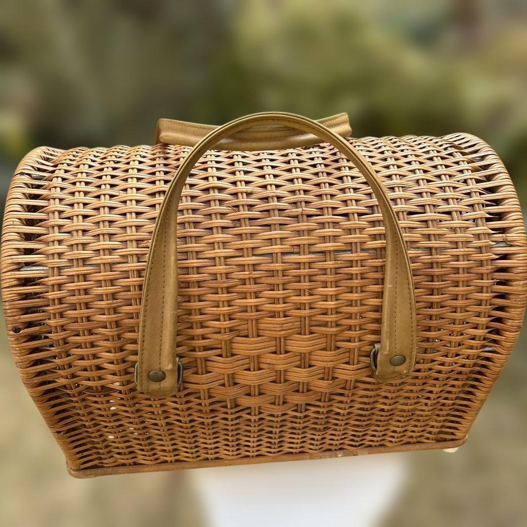 ラタン籐　ペット用キャリーバッグ ペットキャリー