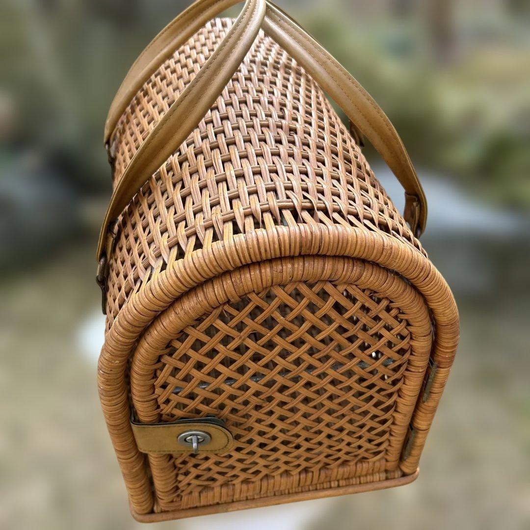 ラタン籐　ペット用キャリーバッグ ペットキャリー