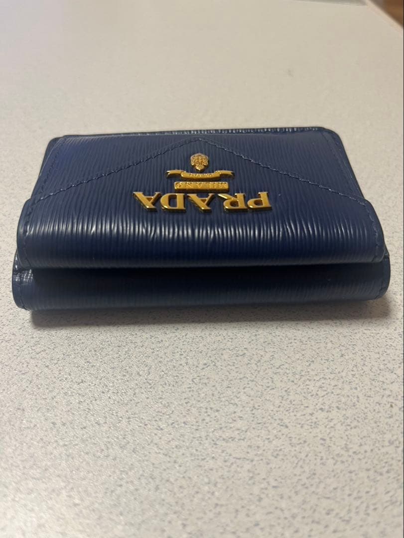 PRADA財布 VITELLO MOVE ブルー ゴールド
