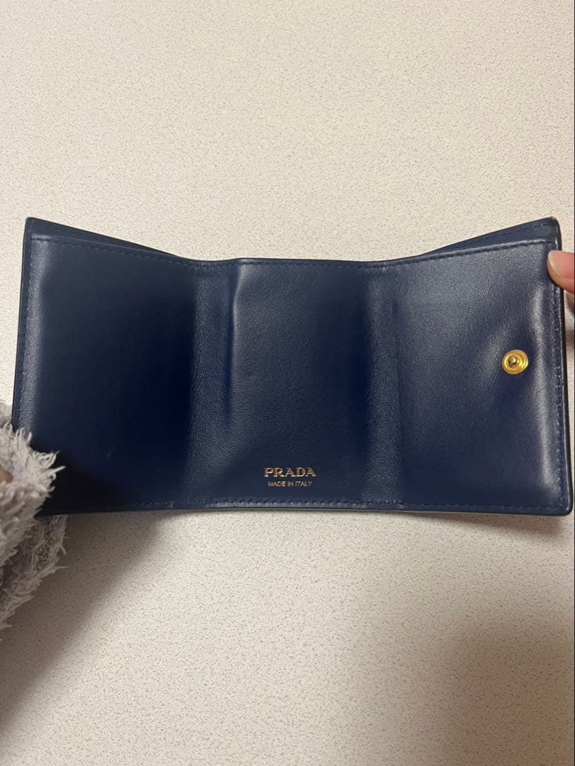 PRADA財布 VITELLO MOVE ブルー ゴールド