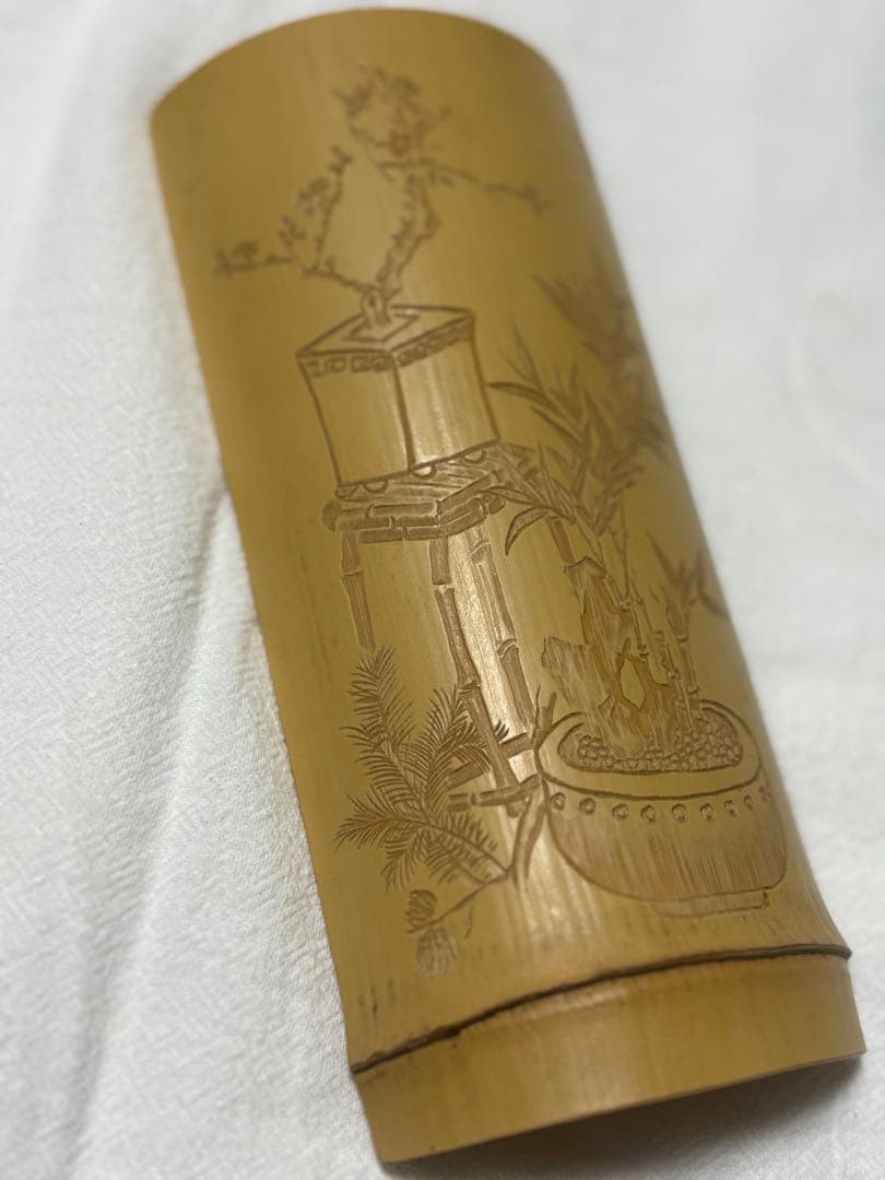 009玉竹、竹工芸、彫刻、茶則、茶道具、茶器、煎茶、清供、文人、茶合、仙媒