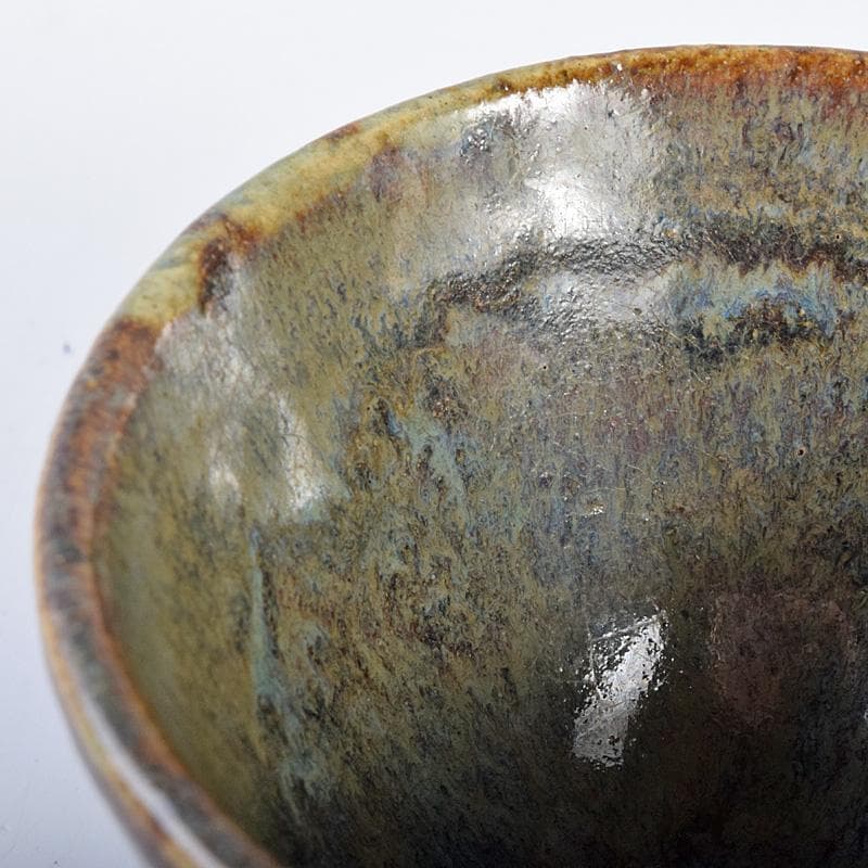 瀬戸焼　古瀬戸　窯変　海鼠釉　ぐい呑　酒盃　書付時代箱　V　R7768