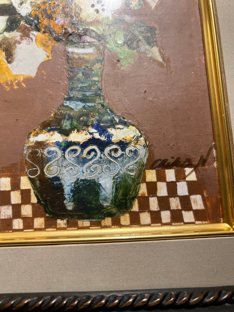 内藤千嘉　【肉筆油彩画】　直筆サインあり