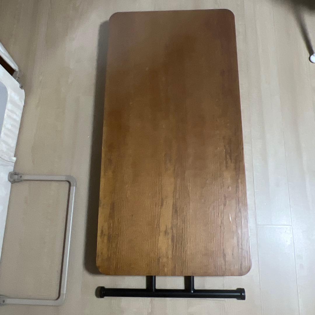 無段階昇降式ブラウンダイニングテーブル