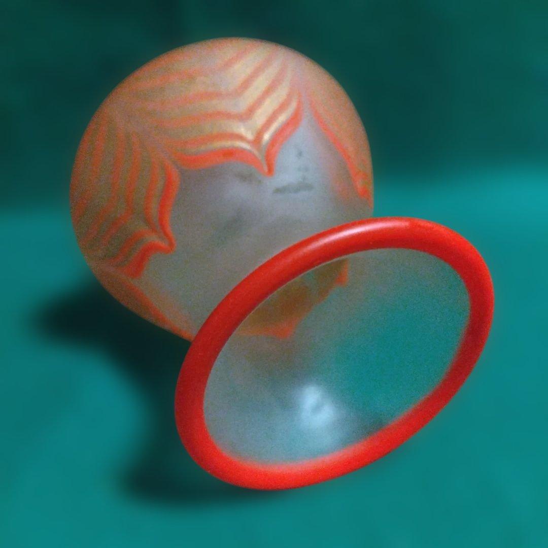 赤とオレンジの葉模様ガラス花瓶 岩田久利