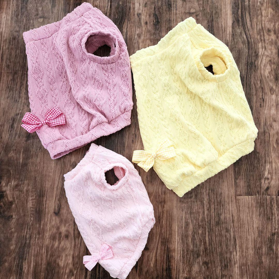 ぴーち様❤️秋冬♡アランニット♡メルヘン♡くま耳♡タンクトップ♡ハンドメイド犬服