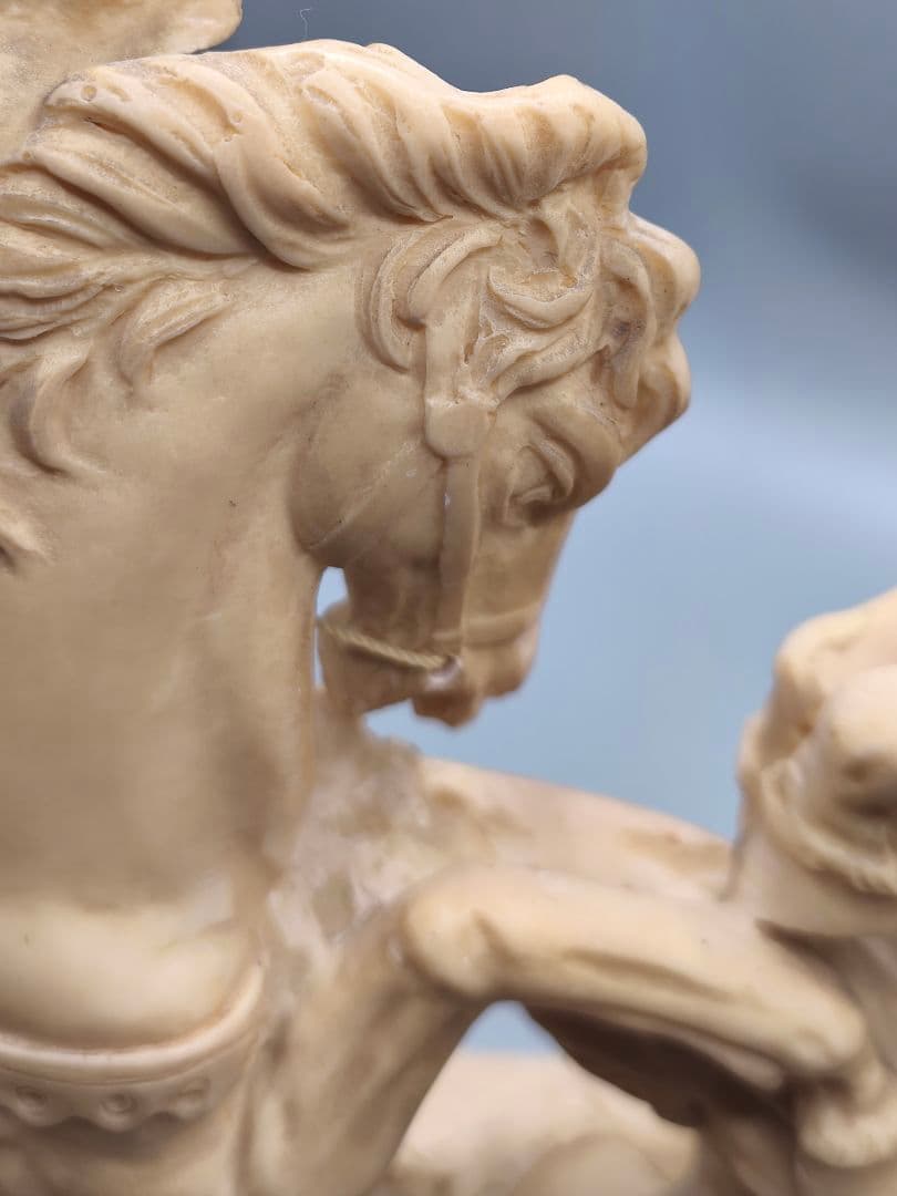 A. Santini 騎馬戦士像 合成大理石風 彫像 置物