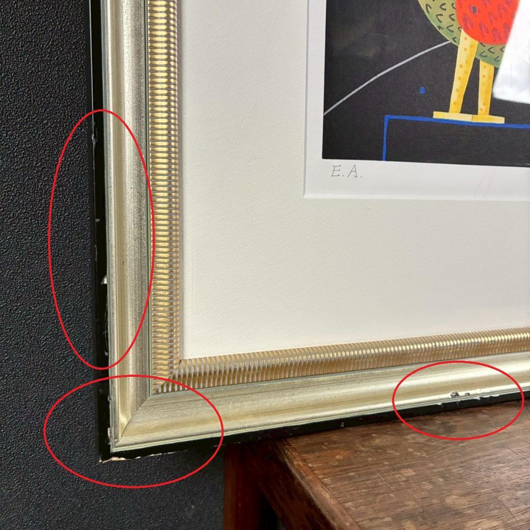 中島千波「月下の夜」リトグラフ 直筆サイン・落款有 額縁入り 日本画家