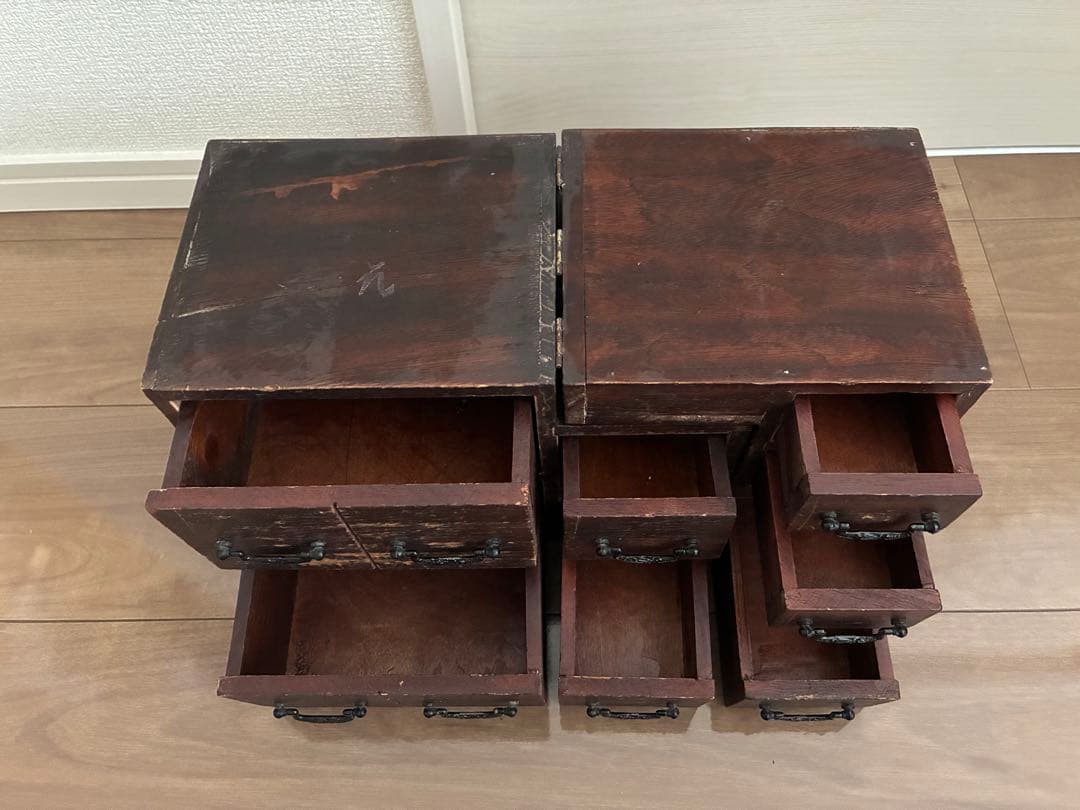 木製　階段型収納　階段箪笥　薬棚　レトロ