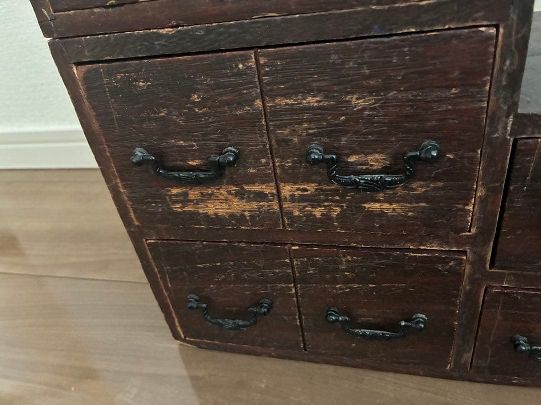 木製　階段型収納　階段箪笥　薬棚　レトロ