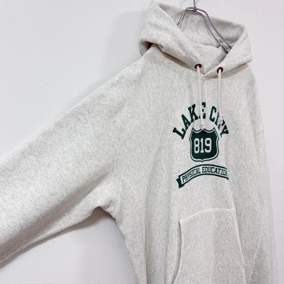 XXL　70s復刻　チャンピオン　染み込み3段プリント　リバースウィーブパーカー