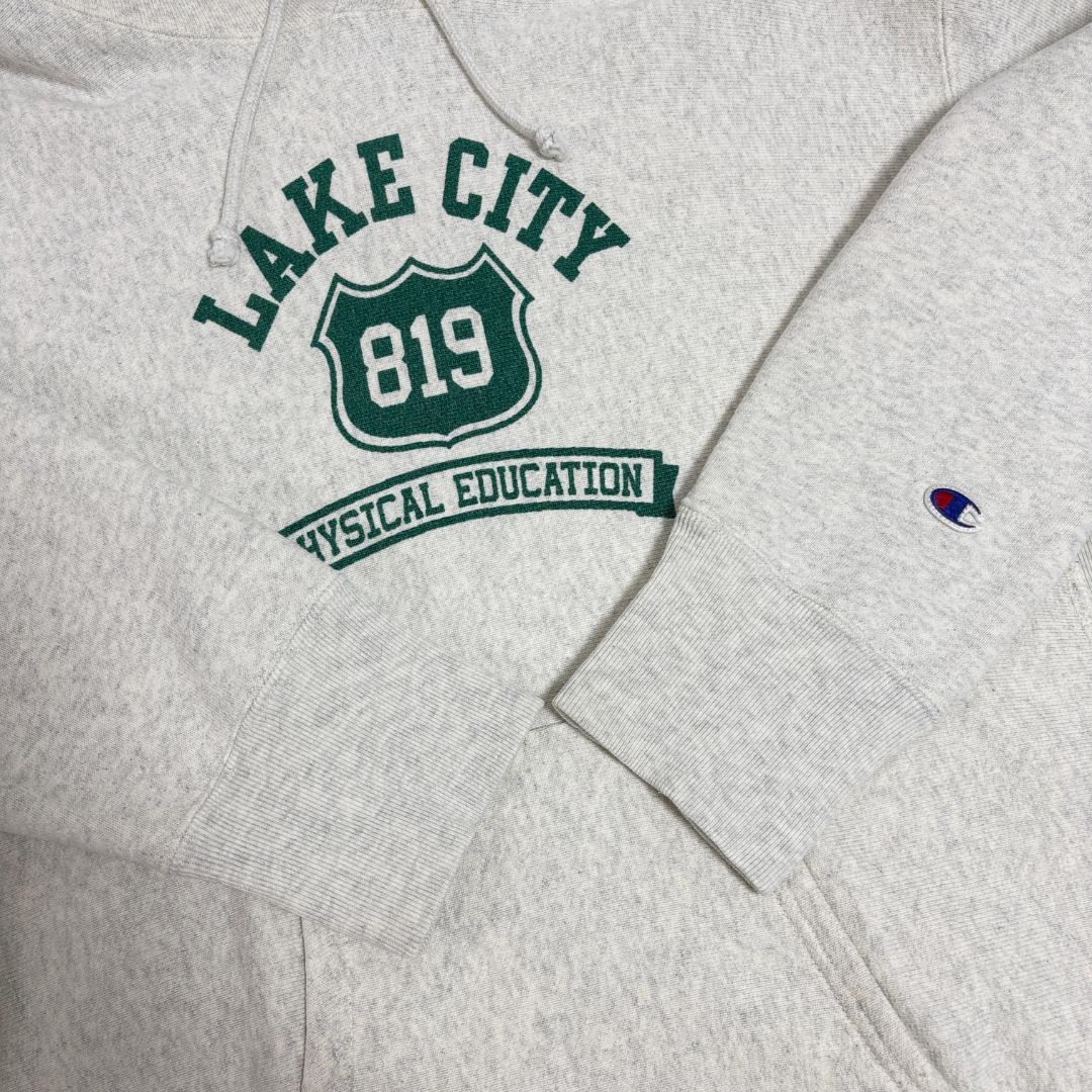 XXL　70s復刻　チャンピオン　染み込み3段プリント　リバースウィーブパーカー