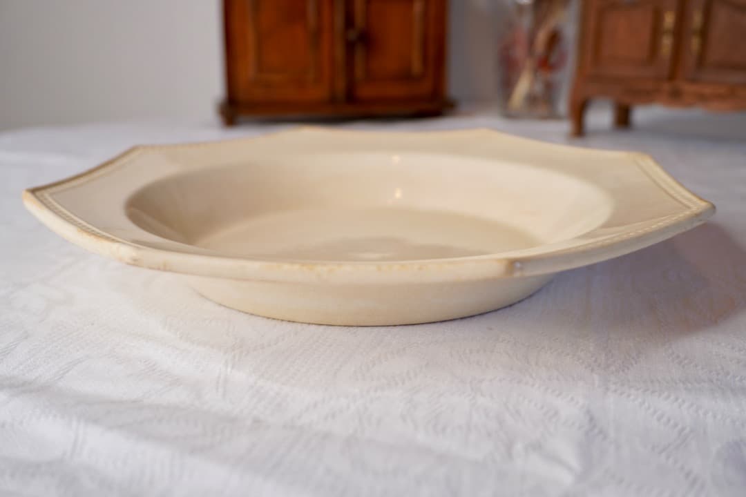 フランス アンティーク クレイユモントロー オクトゴナルプレート 陶器 深皿①