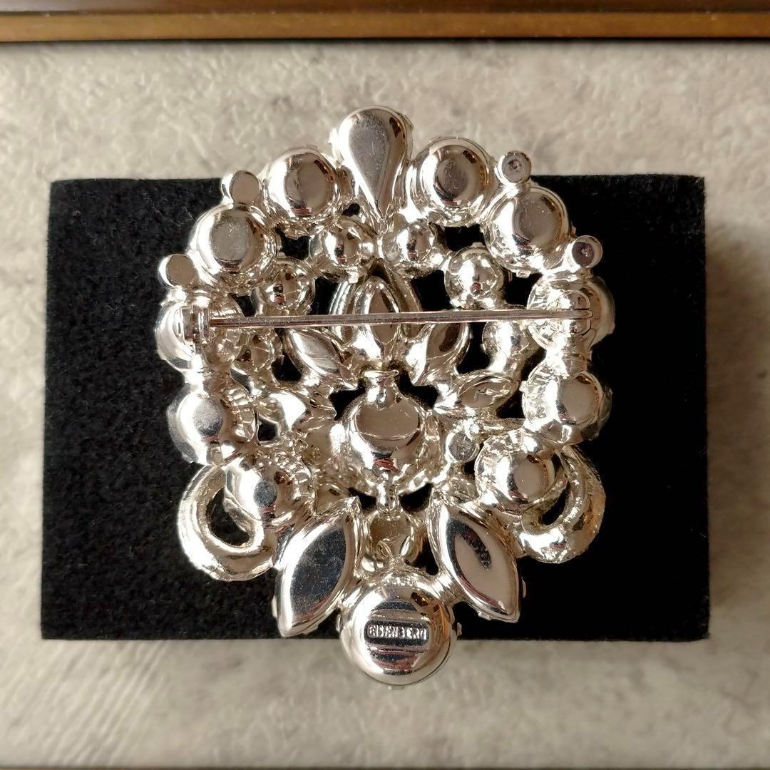 希少美品　EISENBERG ヴィンテージブローチ　シルバー　ラインストーン　1