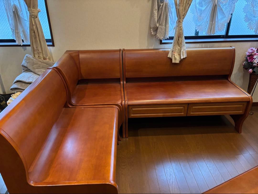 木製コーナーソファテーブル 引き出し付き‼️1月中旬で終了いたします。