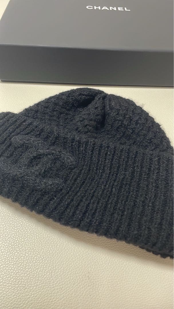 CHANEL ニットキャップ　ニット帽　ブラック