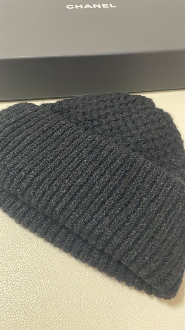 CHANEL ニットキャップ　ニット帽　ブラック