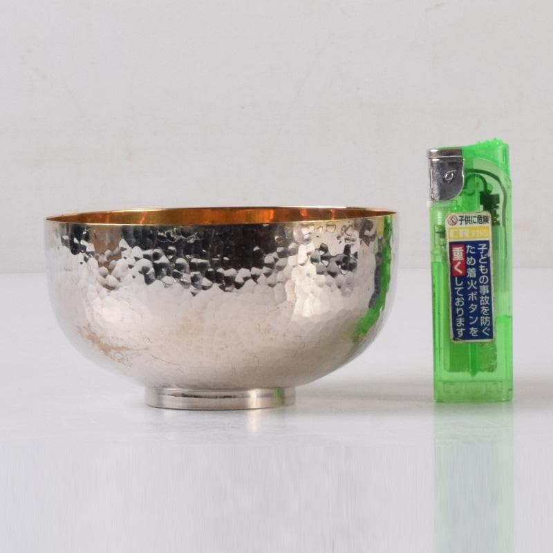 縁起物　銀製　鎚目　碗　124g　N　7483