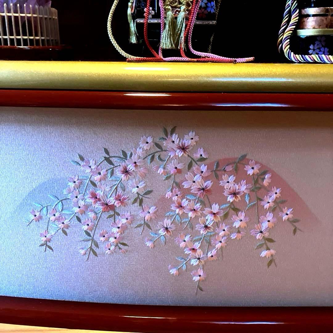 御京雛①平安春峰作　雛人形　三段飾り　お雛様　京都西陣織り　ひな人形3段　桜刺繍