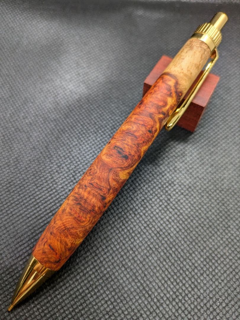 極上花梨紅白 シャーペン0.5mm 工房楔監修 加藤金属 ゴールド金具