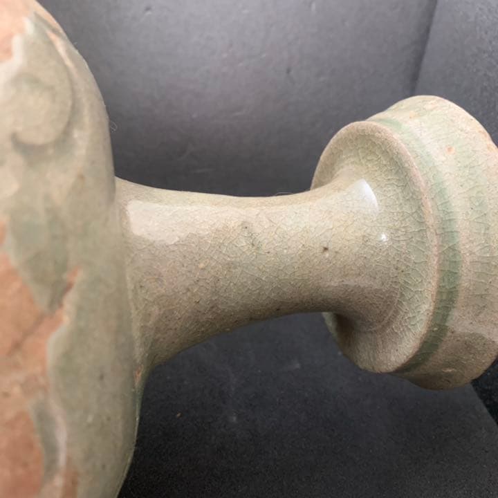 高麗青磁　盤口瓶　鎬広口瓶　須恵器　花瓶　オブジェ　李朝