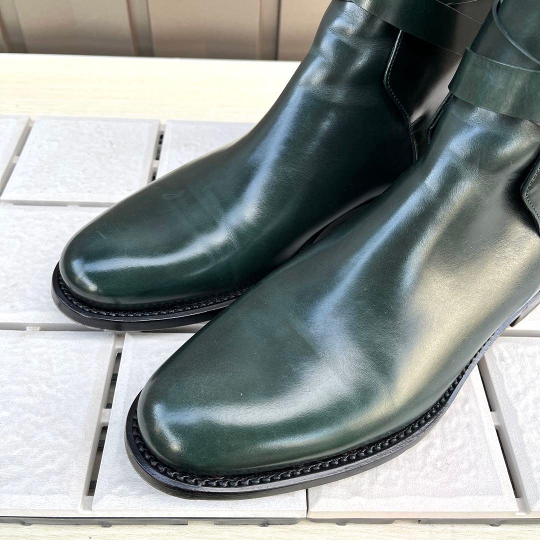 40 SARTORE ショートブーツ　グリーン　メンズ　レザー　25 緑