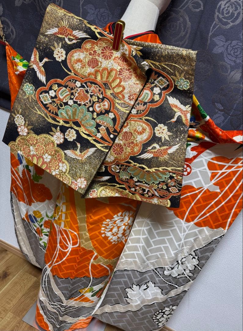 正絹振袖フルセット★金駒刺繍