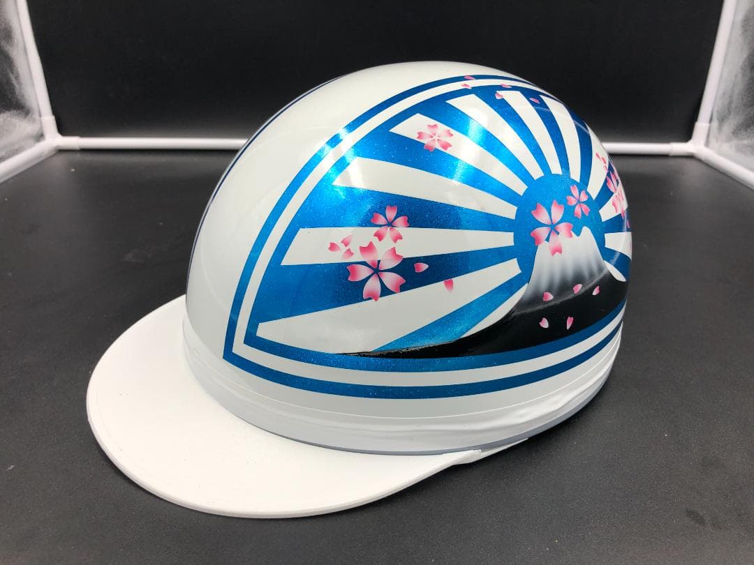 コルク半　カスタム　富士日章　三つボタン　ホワイトブルーラメ　桜　高級クリヤ