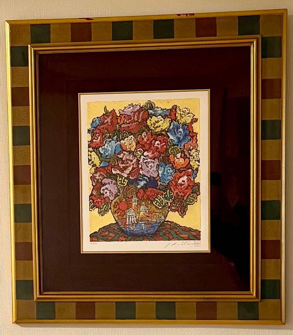 絹谷幸二「旭日ヴェネツィアの薔薇」シルクスクリーン 直筆サイン有 額装 #181