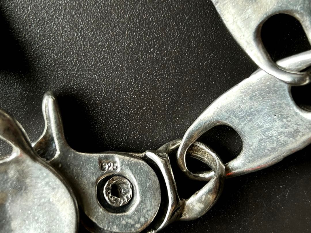 フローラルクロス クリップ式 ヴィンテージ シルバーブレスレット／極太／925