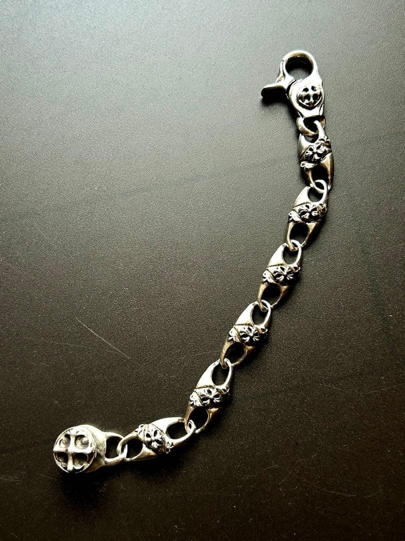 フローラルクロス クリップ式 ヴィンテージ シルバーブレスレット／極太／925