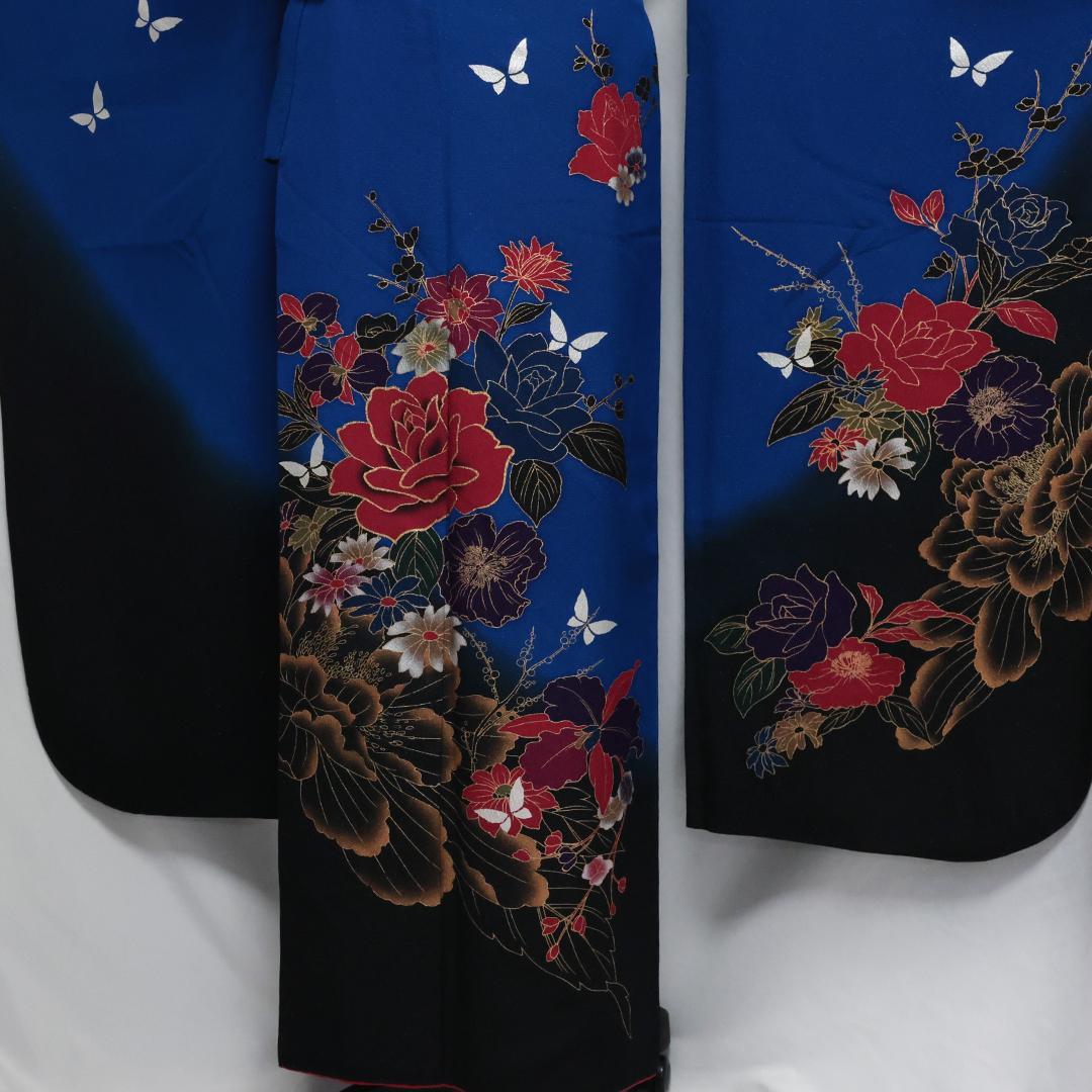 美品◆人気の青！◆ 振袖6点セット ◆フルセット正絹ギャル前撮り成人式55Ac