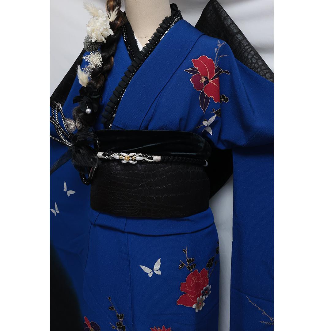 美品◆人気の青！◆ 振袖6点セット ◆フルセット正絹ギャル前撮り成人式55Ac