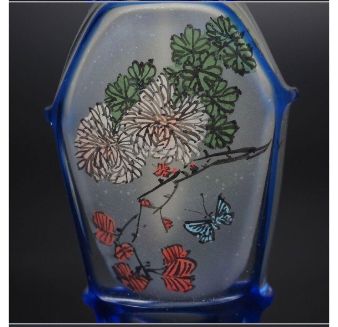 送料無料　色被せガラス手描き内画鼻煙壺　中国古玩